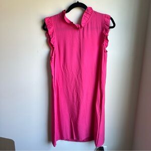 Mary Square Pink Sleeveless Ruffle Dress